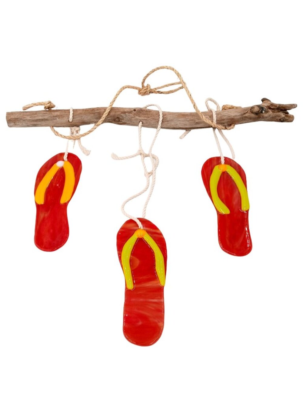 Sandals Flip Flops Windchimes Glass Art Wall Sculpture beach Island Nautical